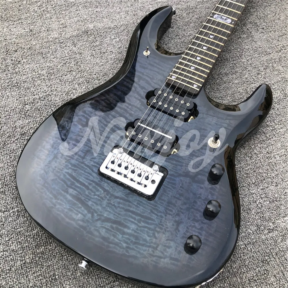 Music Man JPX John Petrucci Dark Blue Quilted Maple Top Electric Guitar Tremolo Bridge Whammy Bar Locking Tuners