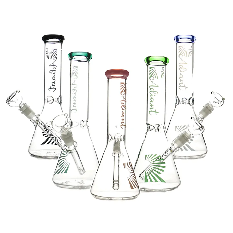 Waterpijp Stralende glazen beker Bong diverse kleuren waterpijpen ijsvanger dik materiaal voor het roken van 10,5" bongs met logo