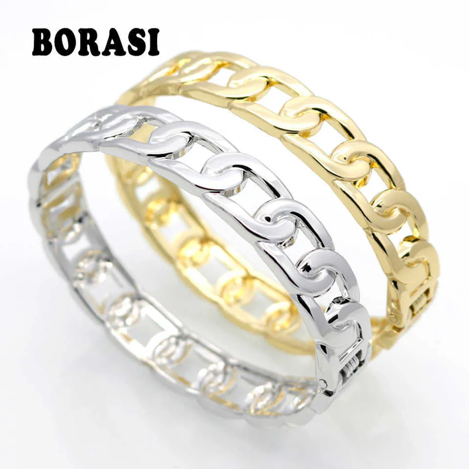 Fashion Gorgeous Cut Rope Shape Gold Color with White Gold Color Luxury Brand Bracelets Bangles High Quality Women's Jewelry Q0719