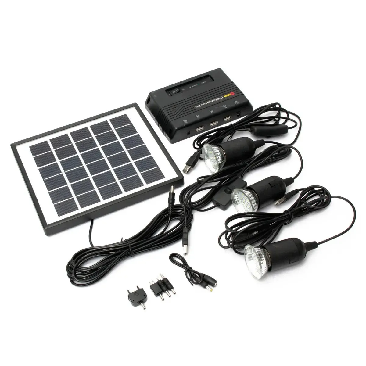 Pannello solare da 4 W 6 V + 3x caricabatterie USB con luce LED Kit sistema per giardino domestico Power Bank