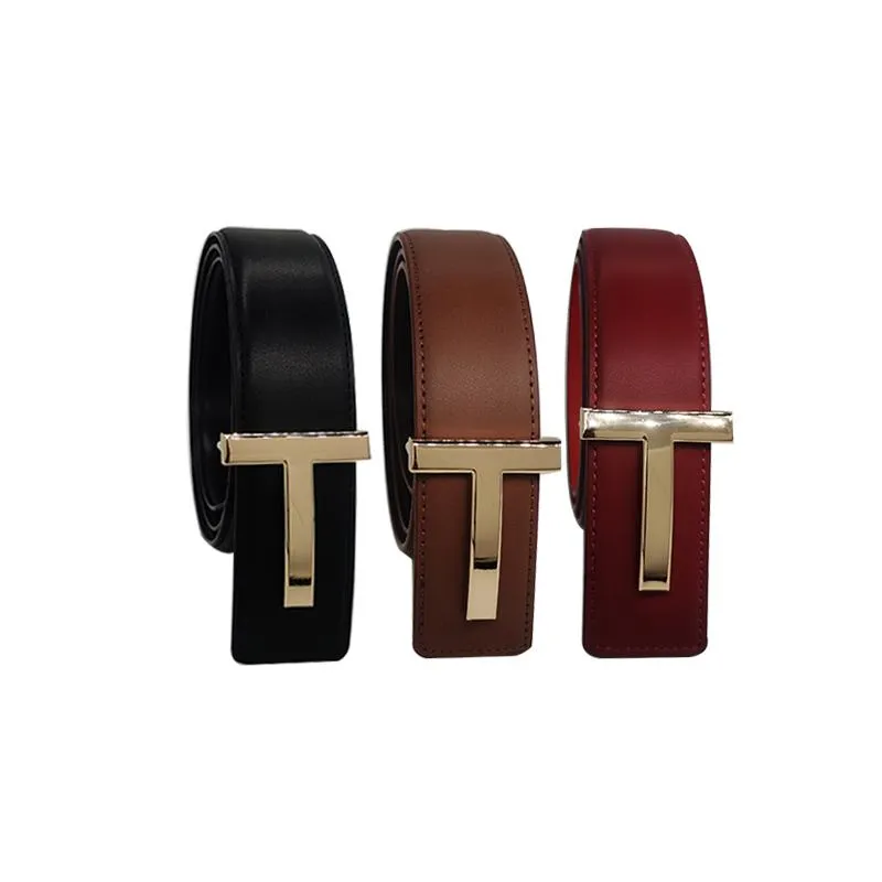 Fashion 3.8cm Wide Metal Letter T Gold Buckle Thin Belt Wild Women Leather Waistband TK Belts