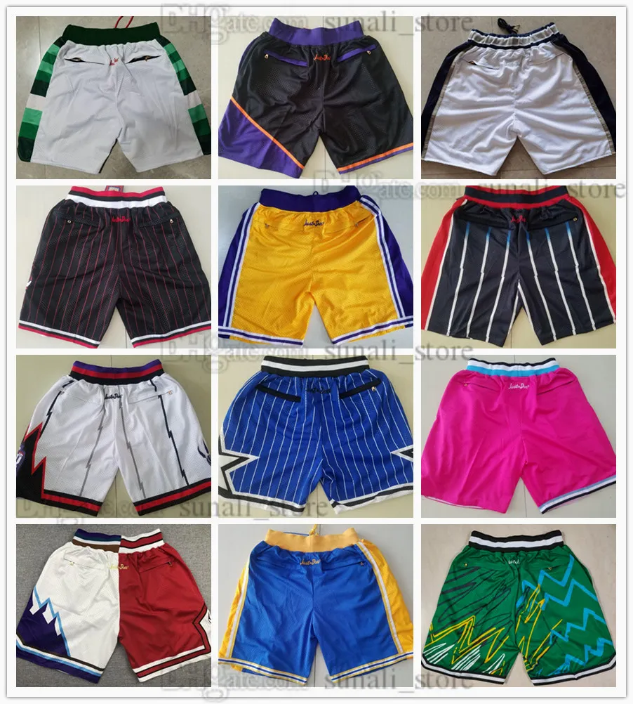 Men Basketball Shorts JUST DON Pocket Retro Team Stitched JustDon Hip Pop Pant With Pockets Zipper Sweatpants Breathable Fashion Top Quality Man Size S-XXXL