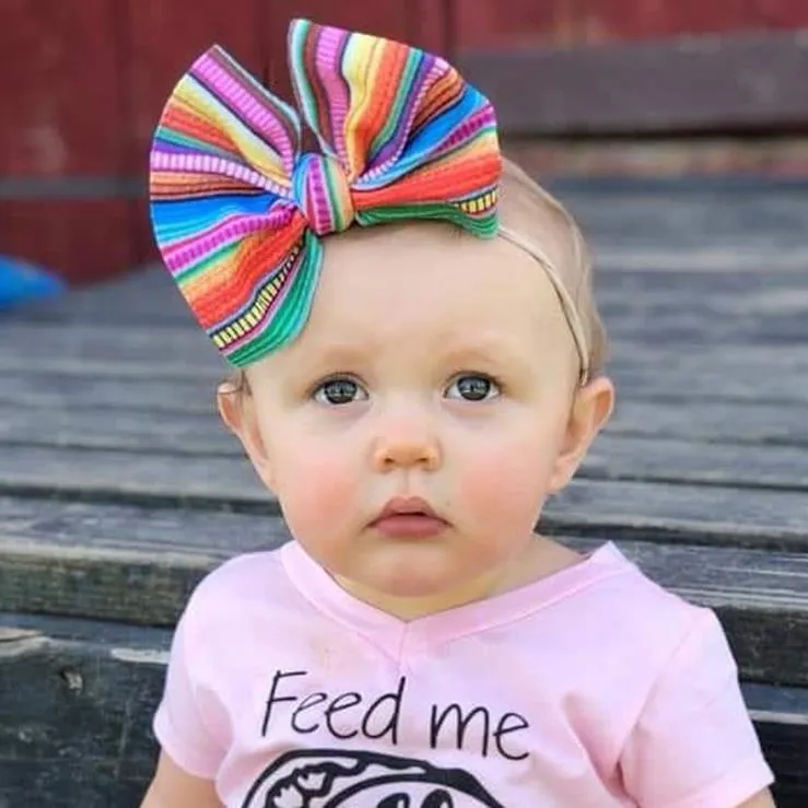 Bebek Kafa Büyük Yay Toddler Kız Headwrap Üst Düğüm Bantlar Naylon Saç Bantları Çocuk Başkanı Saç Aksesuarları 14 Tasarımlar DW5350