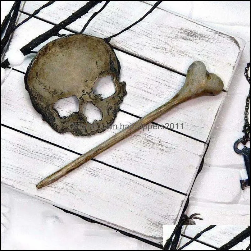 Hair Accessories Death Moth/Skull Pin Stick Slide With Faux Bone For Women Halloween Party Cosplay Props Drop