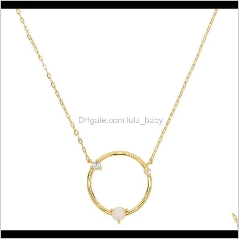 wholesale cz opal round necklaces stone unique gold color circle pendant &necklaces for women eternity bridesmaid gifts