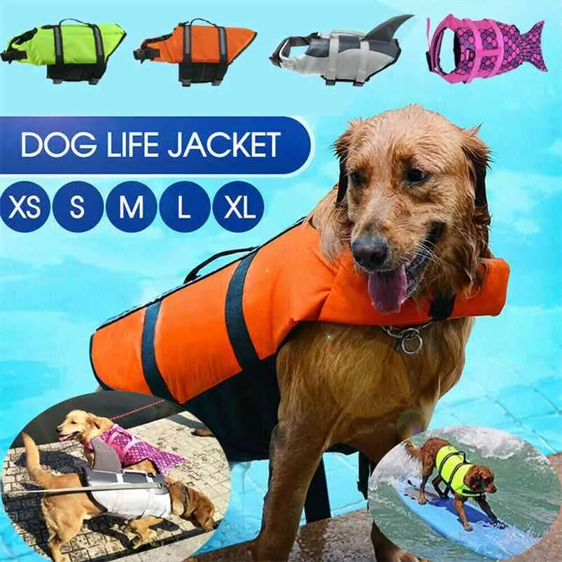 Veste de chien Veste d'animaux de compagnie Veste Veste flottante Vest à flotteur Réglable Paysage de protection Patage de la sécurité Piscine Beach 210804