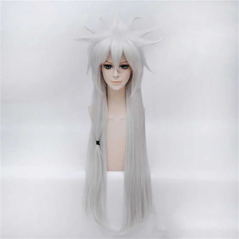 Anime cosplay jiraiya peruca longa prata resistente ao calor cabelo sythentic halloween festa fantasia s + tampa y0913