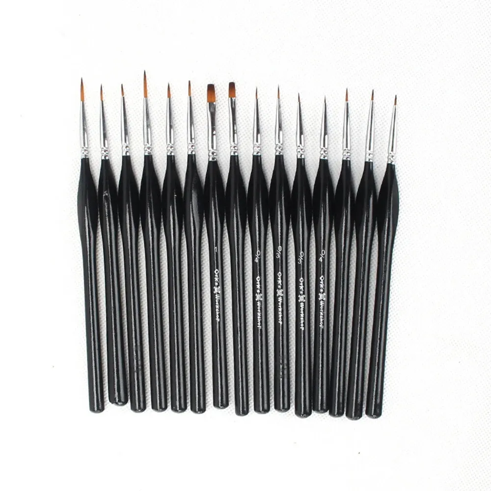 15 PZ Nail Gancio Linea Penna Set Triangolo Pole Miniature Detail Art Drawing Penne pennelli per pittura ad olio acquerello