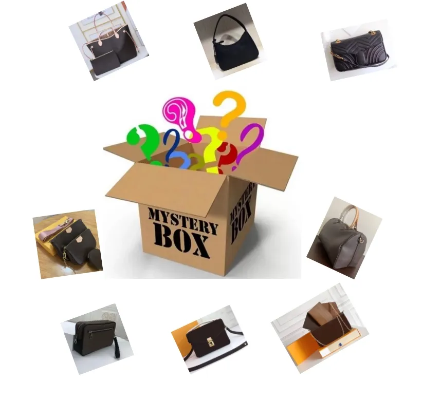 Mystery box mix handväskor Suprise presentpåsar olika shoudler crossbody tote fler färger skicka av en slump handväska Hundratals stilar
