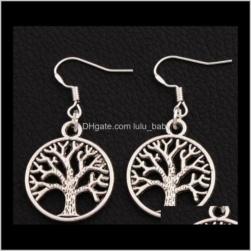 tree of life earrings 925 silver ear hook retro personality hollow earrings