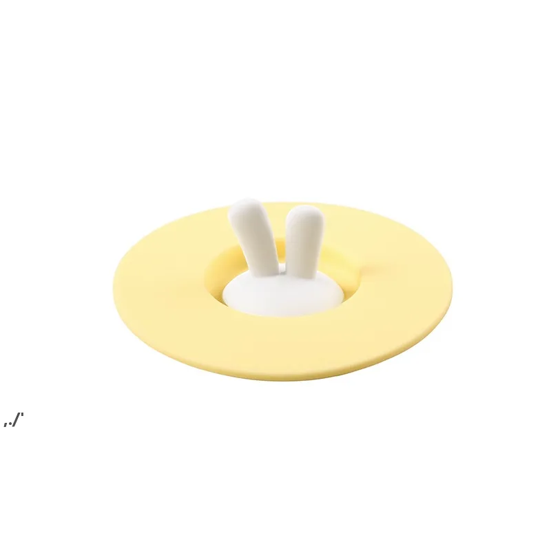 Coperchi per tazze in silicone 10 cm Orecchie di coniglio per cartoni animati Prevenzione del traboccamento Anti polvere Coperchio per ciotola rotonda Guarnizione riutilizzabile Tappi per tazze da caffè Copri RRD11586