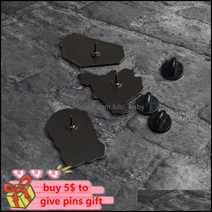 Pins, Brooches Set Enamel Pins Punk Dark Black Brooch Witch Magic Skull Vampire Button Denim Badge Gothic Lapel Custom Jewelry Gifts