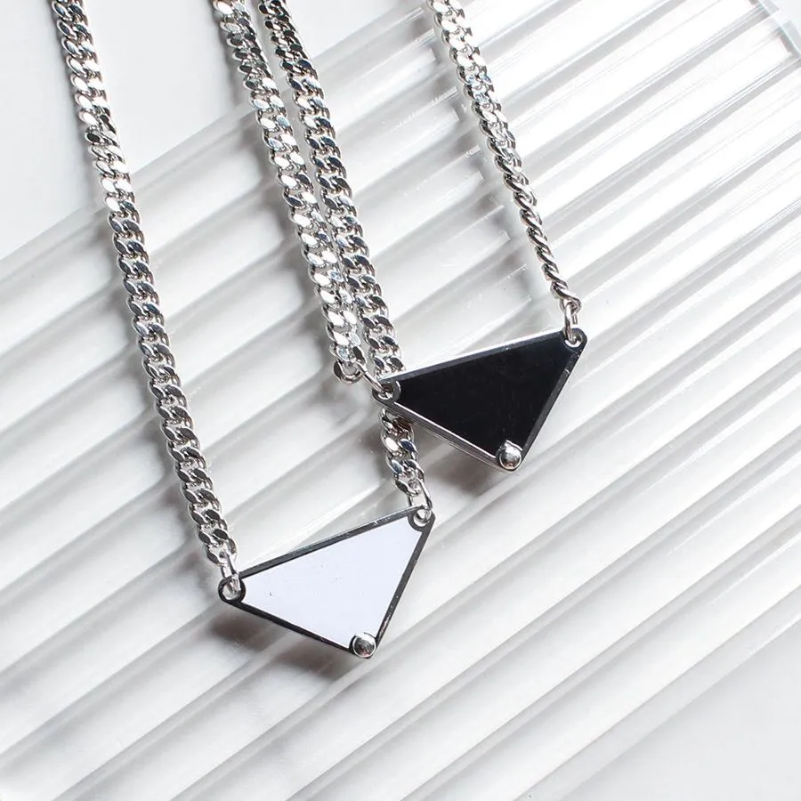 Hip hop jóias fios colares lindo triângulo invertido corrente de prata moda para homens mulheres preto e branco colar262f