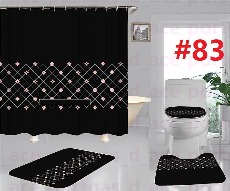4 pcs assento do vaso sanitário TIDE Impresso Cortinas impermeáveis ​​do chuveiro Home Hotel Non Slip Banheiro Tapetes Washable Sanitets Case Tapetes de Caso Set