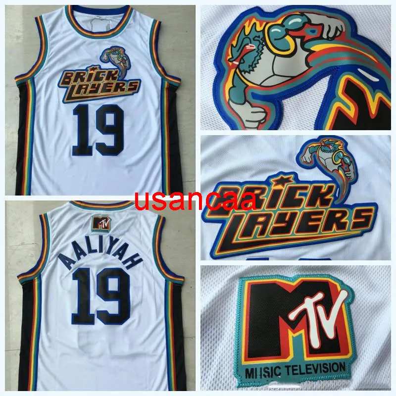 Mäns 19 Aaliyah Bricklayers 1996 MTV Rock N Jock Jersey Movie Basketball Jersey All Stitched