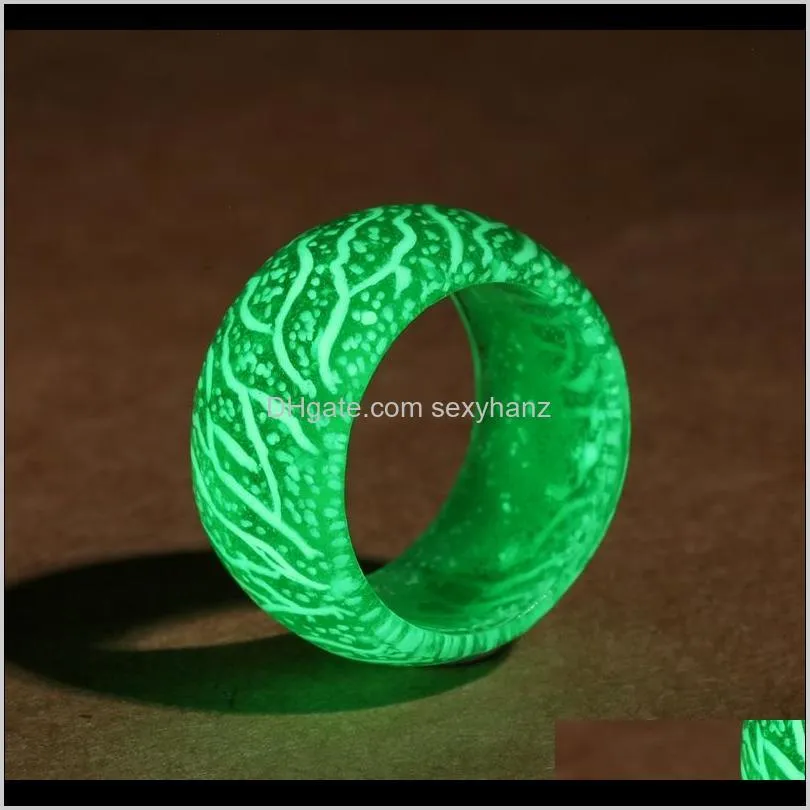 fashion colorful luminous resin ring women men fluorescent glowing rings jewelry glow in the dark finger ring band halloween