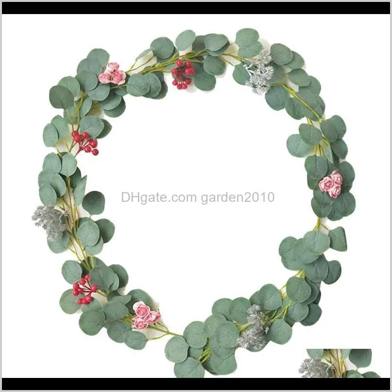 Dekorativa blommor kransar konstgjorda murgröna gröna blad växter falska ros blomma vinstockar Garland grönska för bröllopsfest trädgård kontor Hom Cactf