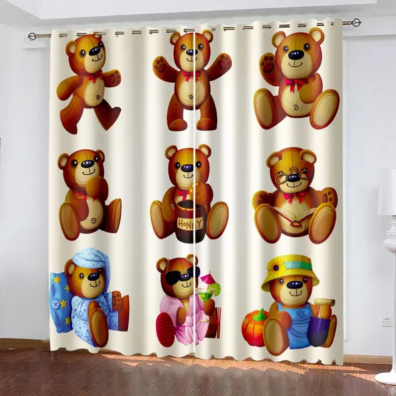 Curtain & Drapes Children Cartoon Cute Animal 3D Printing Bedroom Living Room Shading Custom Suit With Hook Accessories