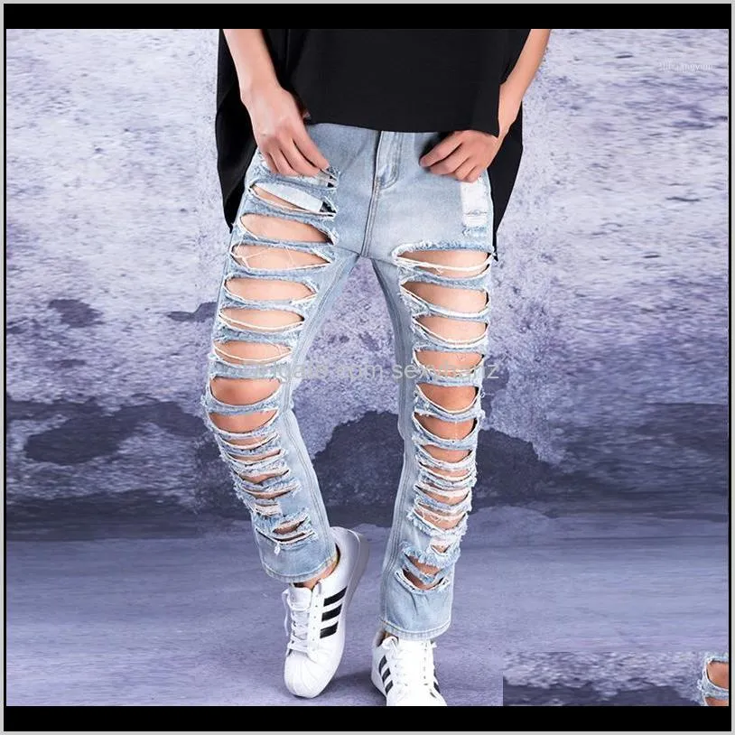 Dżinsy Mężczyzna Letnia Trend Dziewięć Punktów Marka Big Hole Przesadzone Super Denim Spodnie High Street1 NRH8C F5XE6