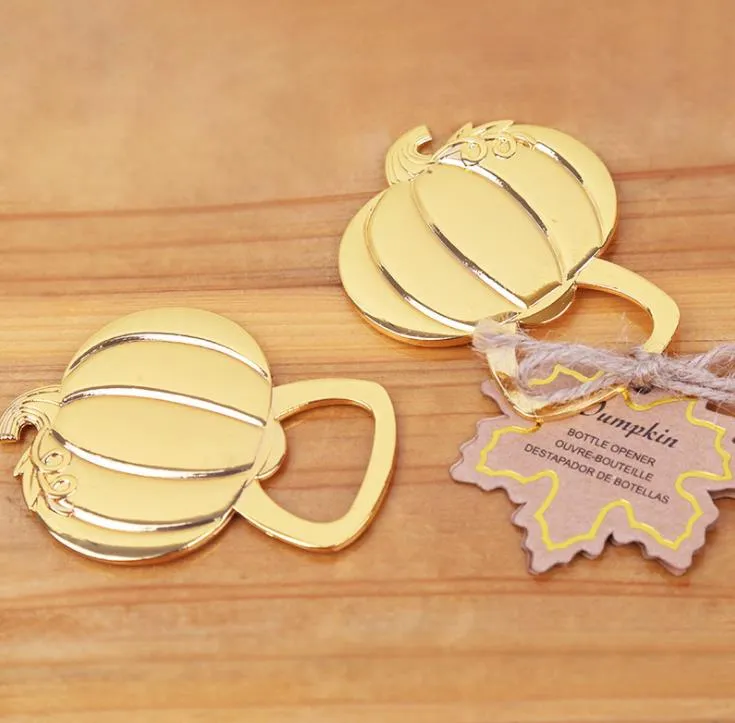 Gold Fall Autumn Pumpkin Bottle Opener Anniversary Bridal Wedding Favors Weddings Keepsake Party Table Decor ZZC6844