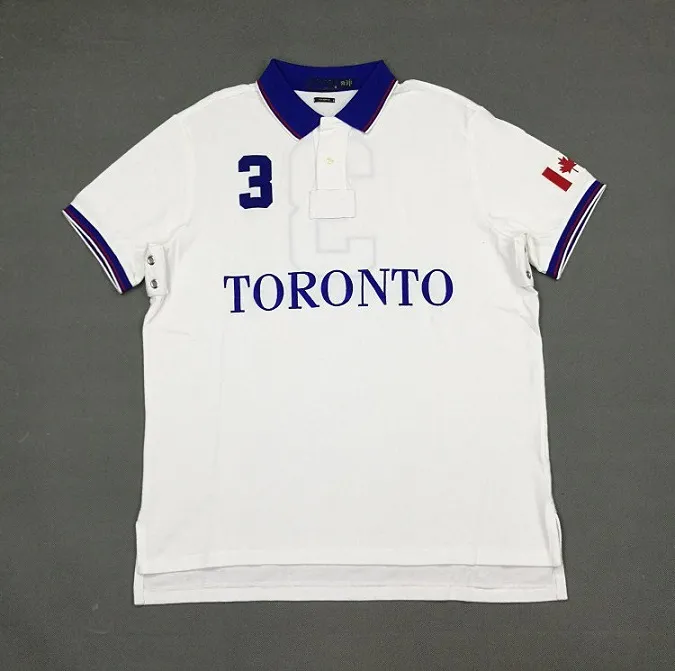 Polos av hög kvalitet 100% bomull Toronto Mäns kortärmad t-shirt med broderi mode casual polos skjorta