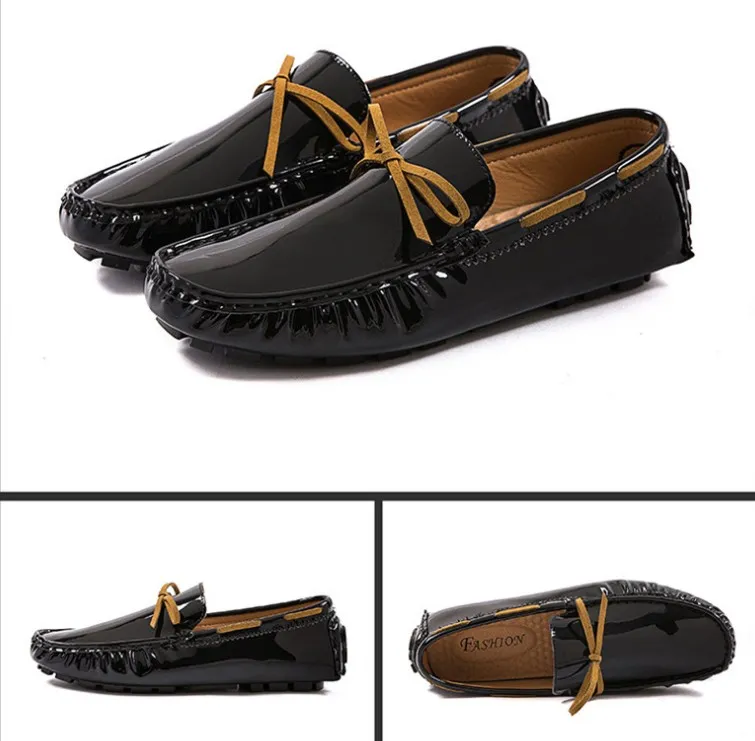 Högkvalitativ läderdesigner män skor mjuka mockasiner loafers modelägenheter bekväm körsko