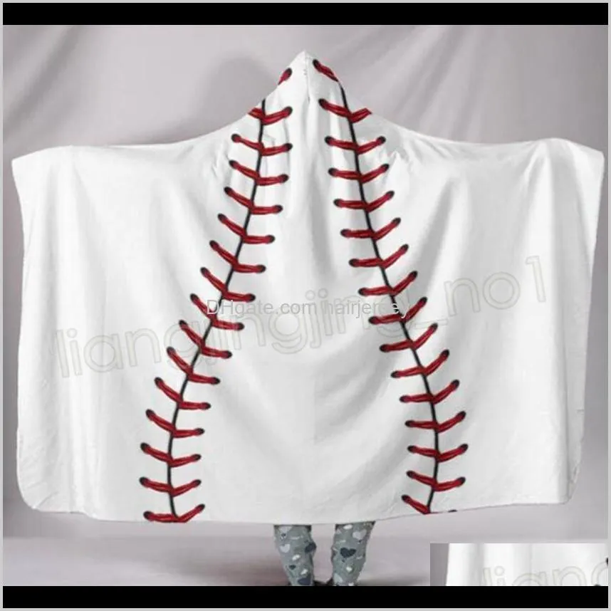 200*150cm baseball football sherpa towel softball blanket sports theme hooded cape soccer bathing towel swadding blankets 2021 new