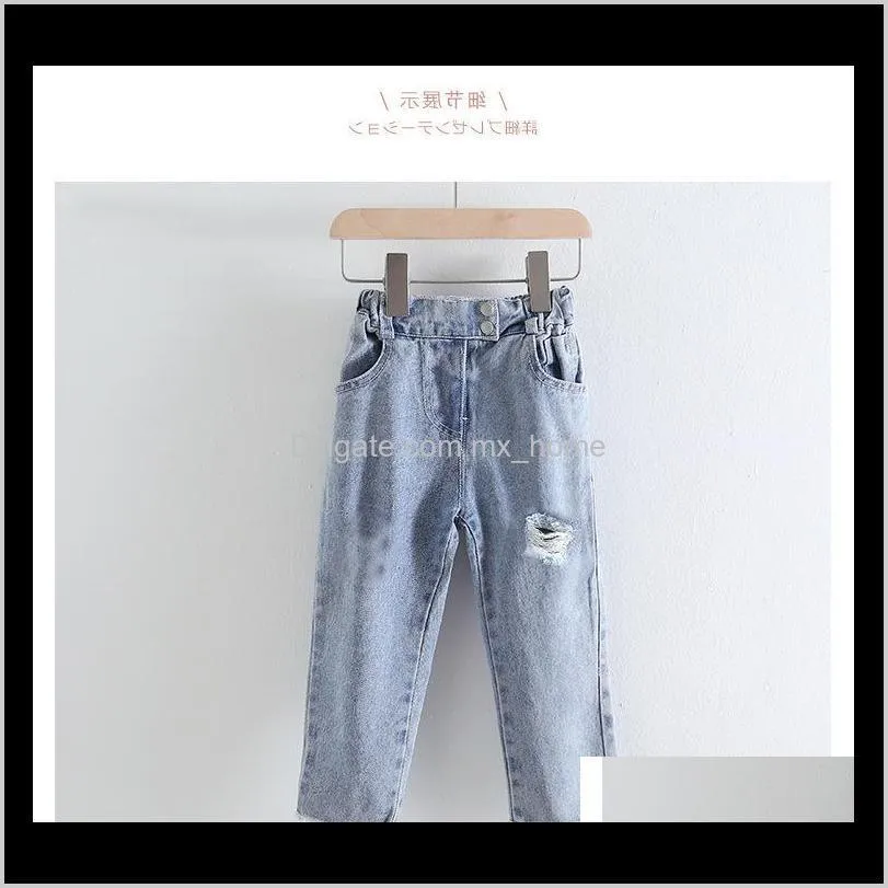 fashion baby girls jeans spring children clothes kids denim pants trousers baby ripped jeans girls casual broken hole pants 201204