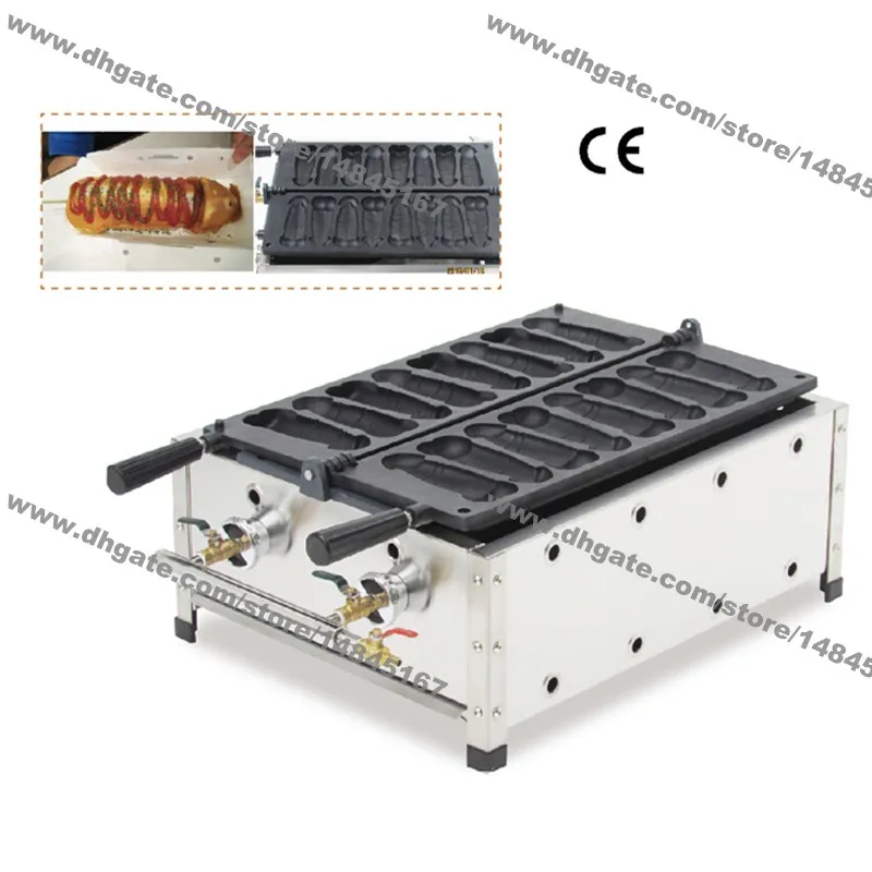 8 pz Uso Commerciale antiaderente GPL Gas 16.5 cm Salsiccia Pene Waffle Baker Maker Iron Machine