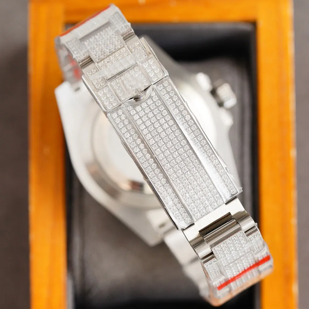 フルダイヤモンドメンズウォッチ自動機械時計サファイア41mmビジネス腕時計防水