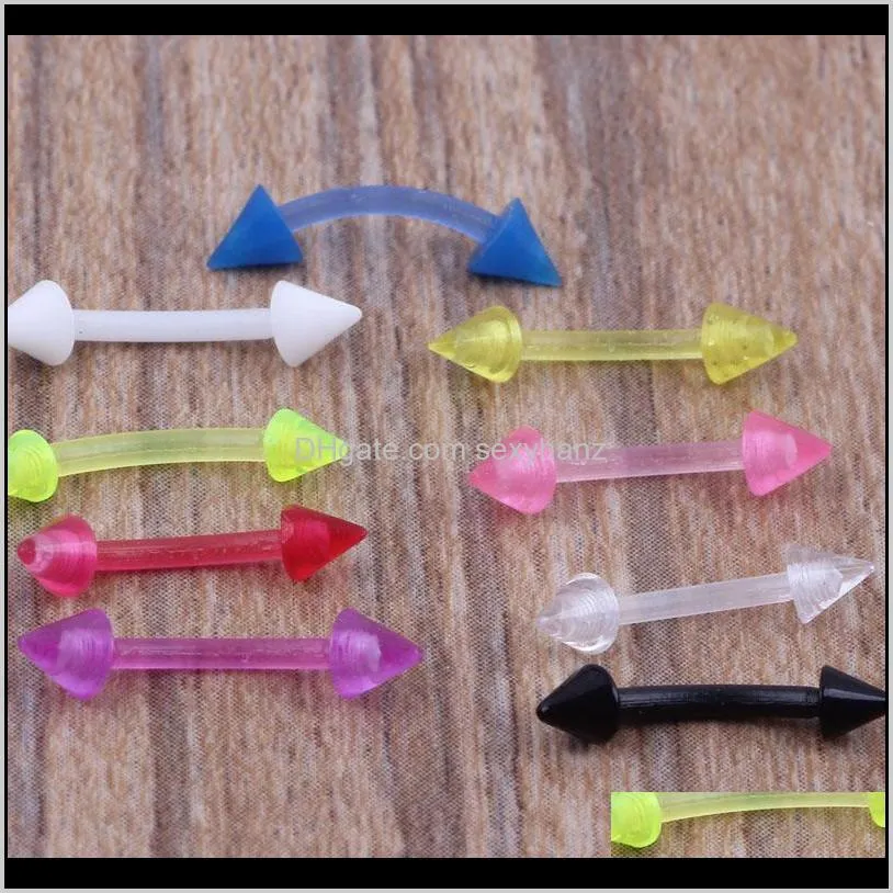 e08 wholesales 100pcs/lot mix 7 color acrylic body jewelry nose stud eyebrow ring