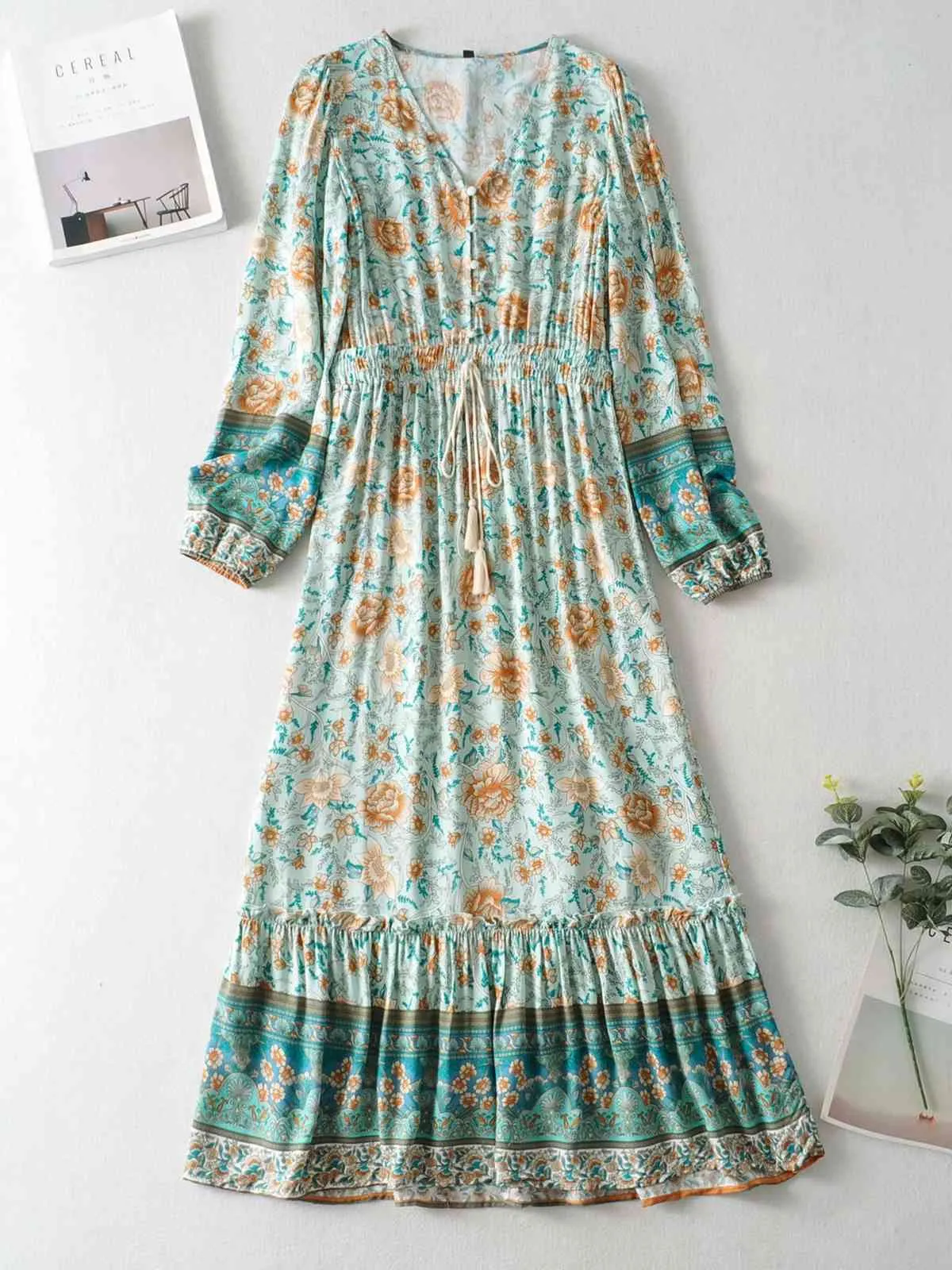 Boho Floral Print Long Sleeve Maxi Dress, Hippie Chic... From Lu006  Manufacturer, $26.18 | DHgate.Com