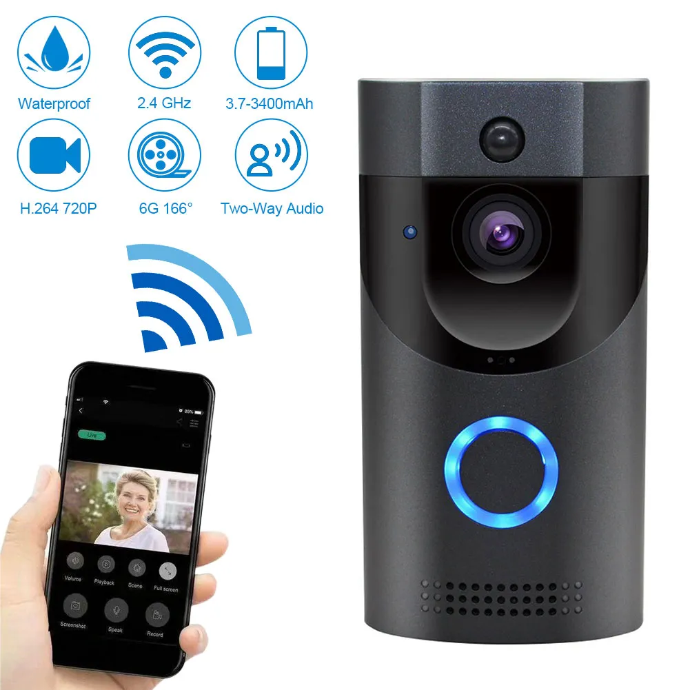 Wireless WiFi Smart Doorbell Camera - HD Video Intercom, PIR Motion ...