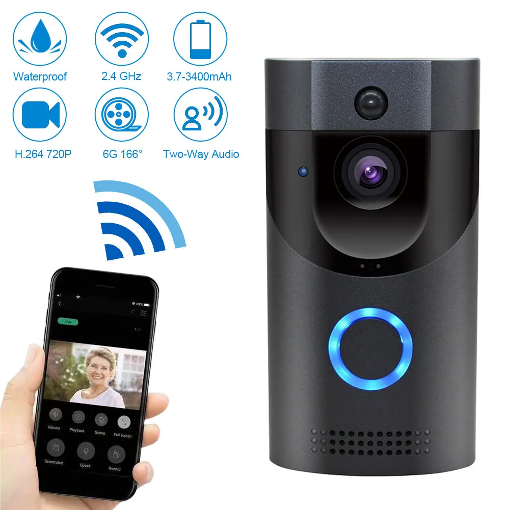 B30 WiFi Wasserdichte Video Smart Doorbell + B10 Receiver PIR Alarm Wireless Intercom IR Nachtsicht-IP-Kamera