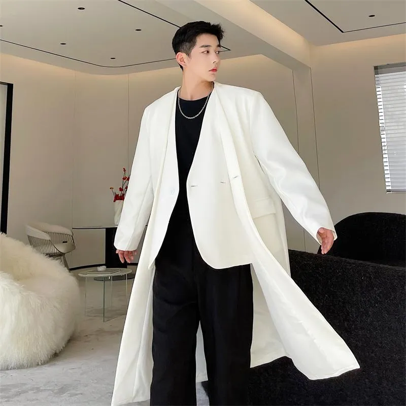 値段 メンズトレンチコート媒体と長い偽のツーピーススーツステッチ緩いウインドブレーカー秋冬韓国のトレンディな若者ニーカジュアルコート お買い上げ Www Smkn1nangapinoh Sch Id