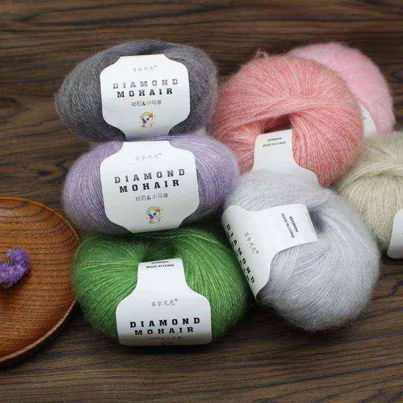 1pc 25g / boll mohair cashmere baby fluffy ull grossist garn tröja stickad mjuk virka silke stickning sjal tråd y211129