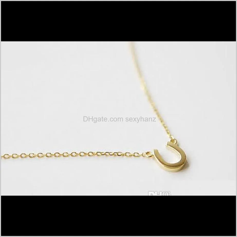 10pcs- n069 gold silver lucky horseshoe necklace mens jewelry horse hoof necklaces cute u necklace small simple paw necklaces