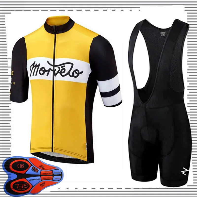Pro Team Morvelo Cykling Korta ärmar Jersey (BIB) Shorts Sets Mens Sommar Andningsväg Cykelkläder MTB Bike Outfits Sport Uniform Y210415119