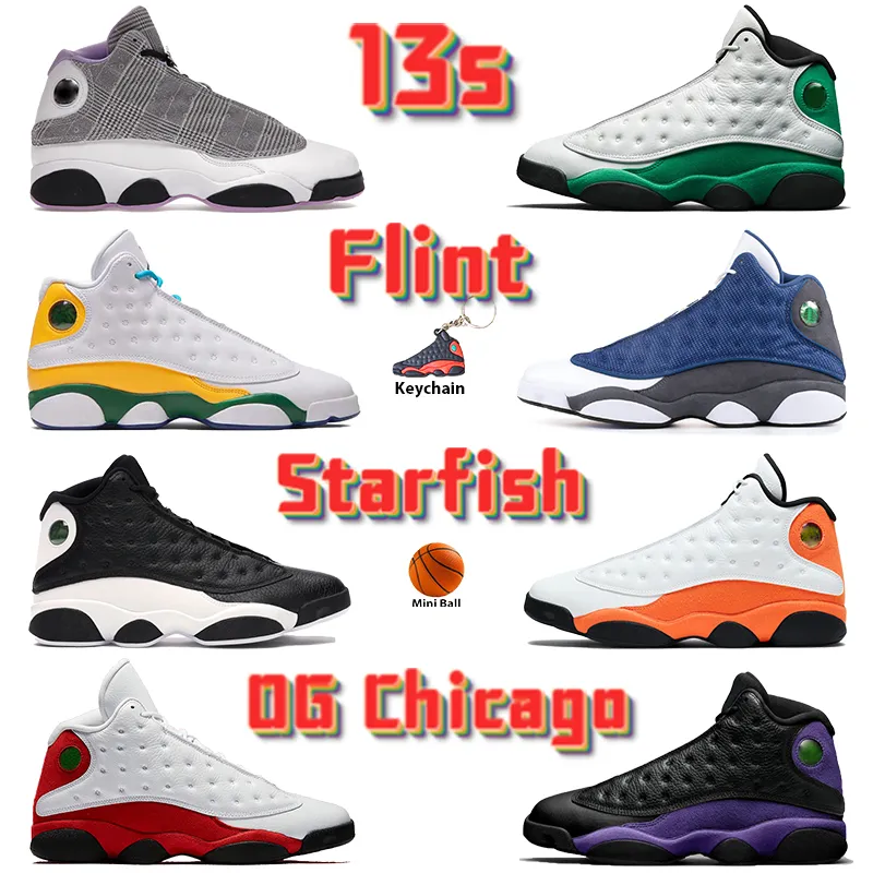 Jumpman 13 Basketball Chaussures 13s Hommes Femmes Baskets OG Flint Chicago Gris Toe Bred Étoile De Mer Chanceux Vert Court Violet Hommes Baskets US 5.5-13