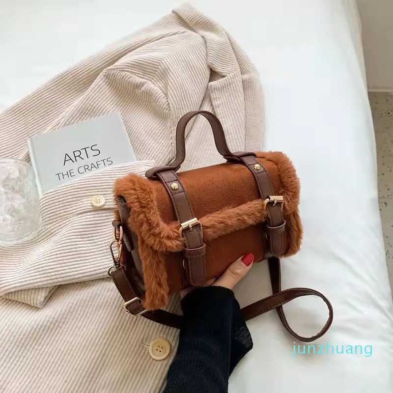 Дизайнерские женские сумки Наплечные сумки модные ретро, плюшевые универсальные диагональные сумки на плечо высококачественные текстурные сумки
