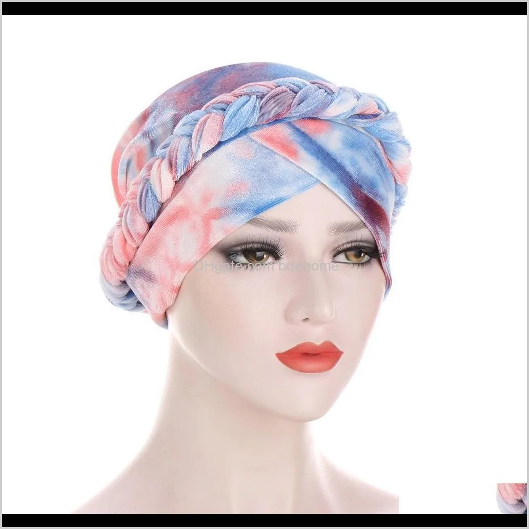 women braid india hat muslim ruffle cancer chemo beanie turban wrap cap stretch turban hat loss head scarf wrap hijib cap