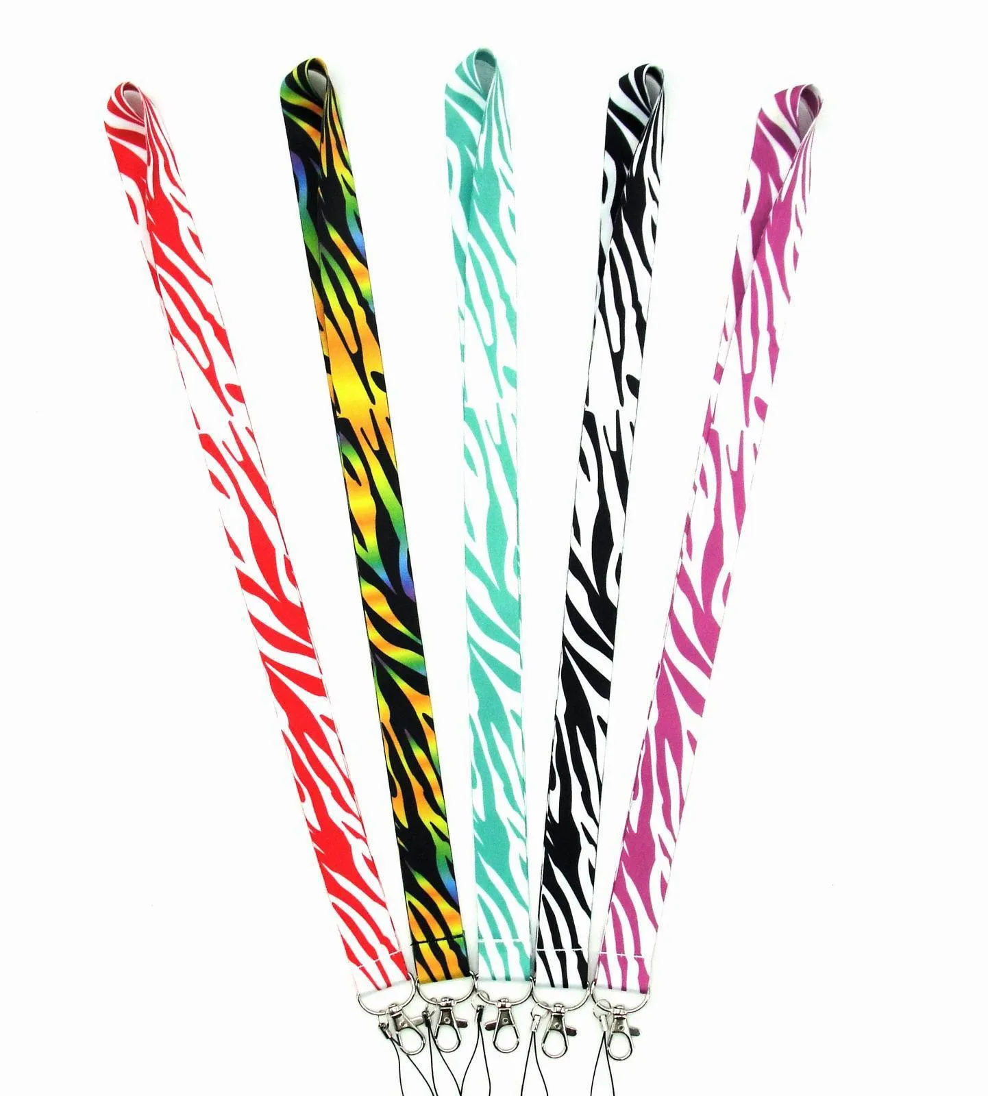 10st Wavy Stripes Lanyard Keychain DIY Mobiltelefonband USB ID-kort Badgehållare Keyring Webbing Hängande Rope Lariat Keycord