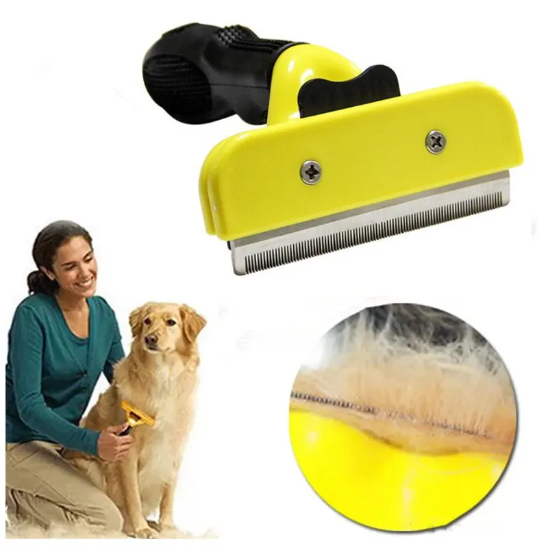 Pet Grooming Comb Brush Hair Removal Professional Deshedding Tool Dogs & Cats Effectively Reduces Shedding Hair for Short Medium and Long