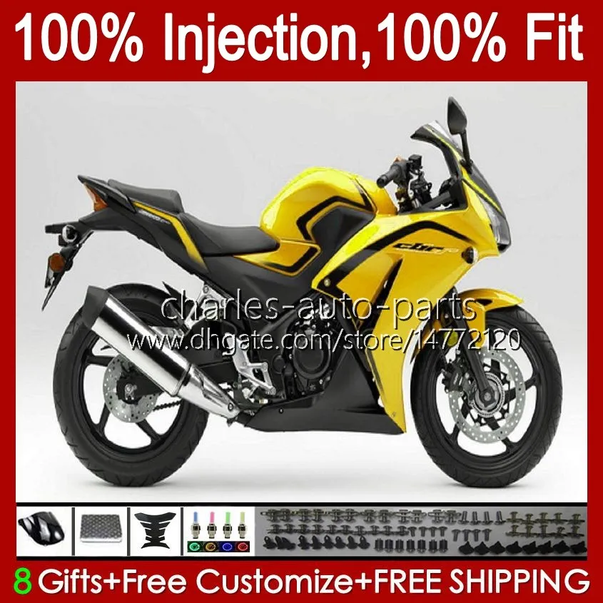 Carénings de moisissures d'injection pour Honda Metal Yellow CBR 250R 250 CBR250 R CC CBR250R MC41 11 12 13 14 KIT 58NO.53 CBR-250R 250CC CBR-250 2011 2013 2014 2014 2015