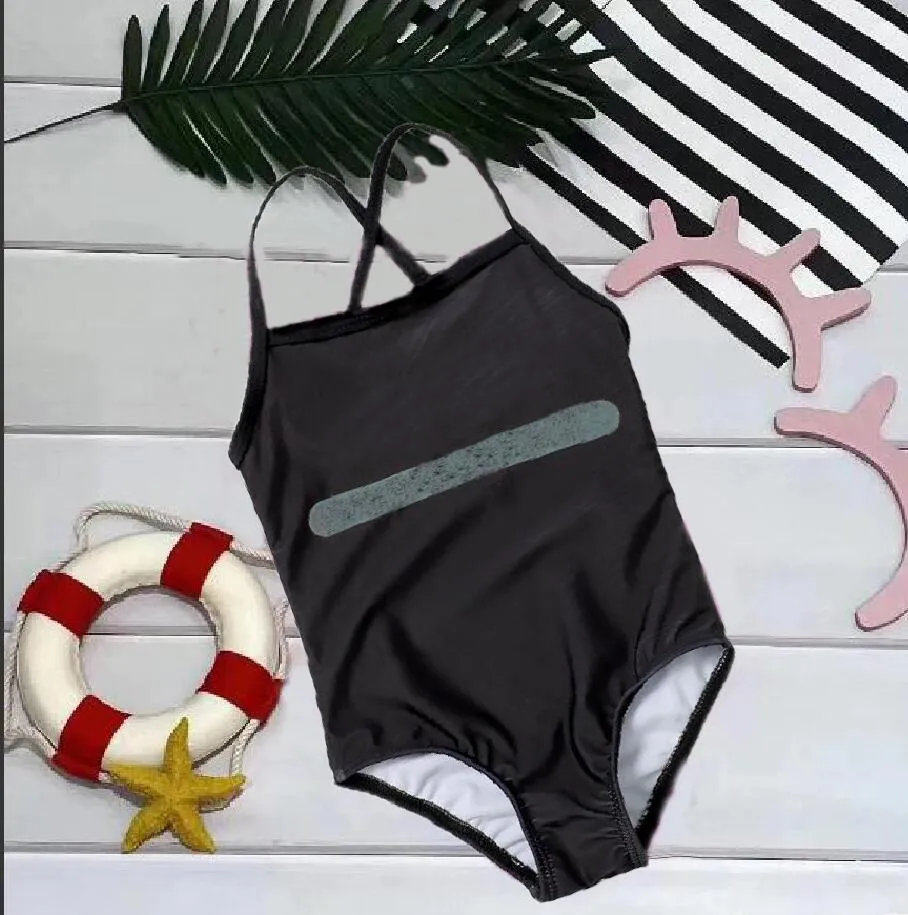 Girls One Piece Child Bikini Sleeveless Swimsuit Letter Printed Beach