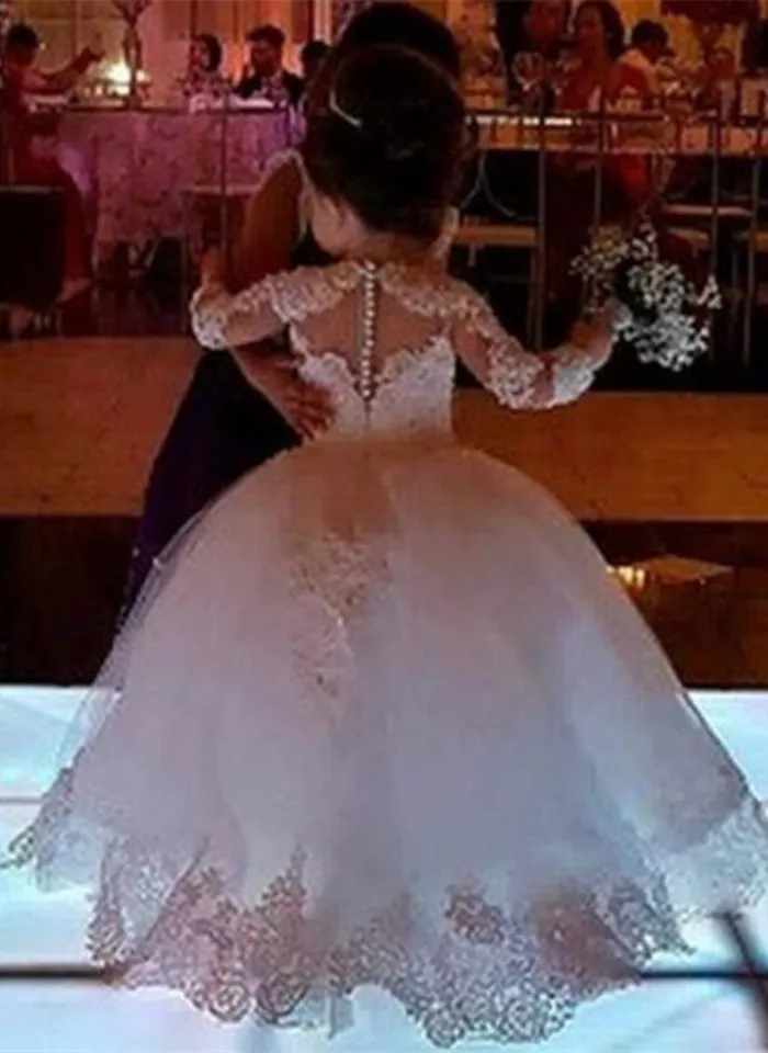 Vestidos de niña de flores para bodas Niños Niñas Pago Vestido Bow Cinta Piso Longitud Comunión Party Batos Puffy