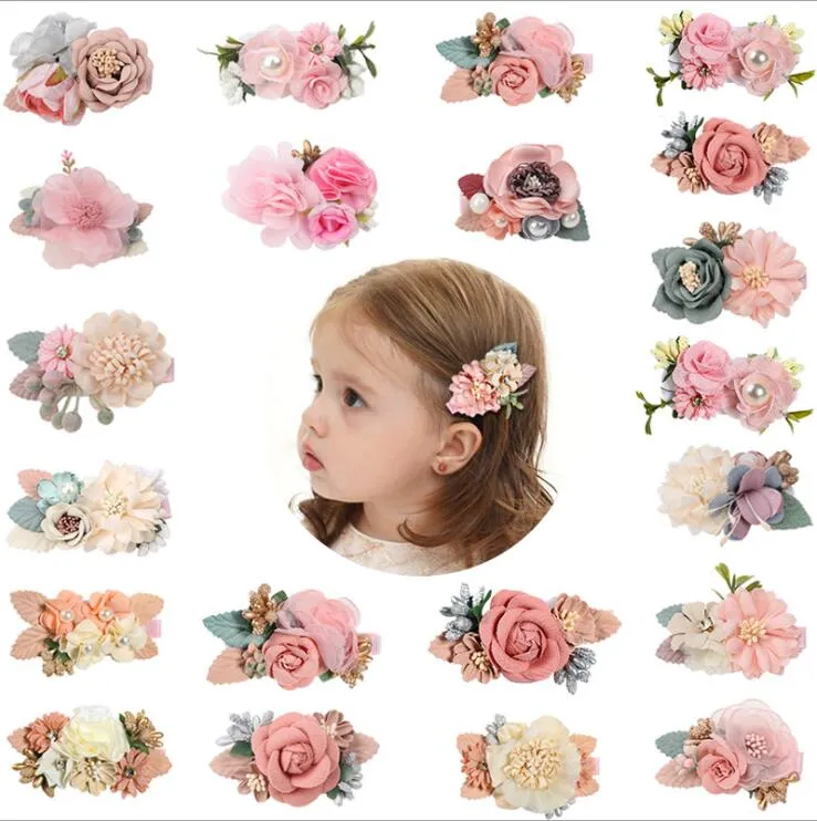 Ins Cute Girl Accessorio per capelli Stereo Fatto a mano Imitazione di fiori con perle Design Barrettes Accessori per bambini Gioielli Regalo di compleanno clipper