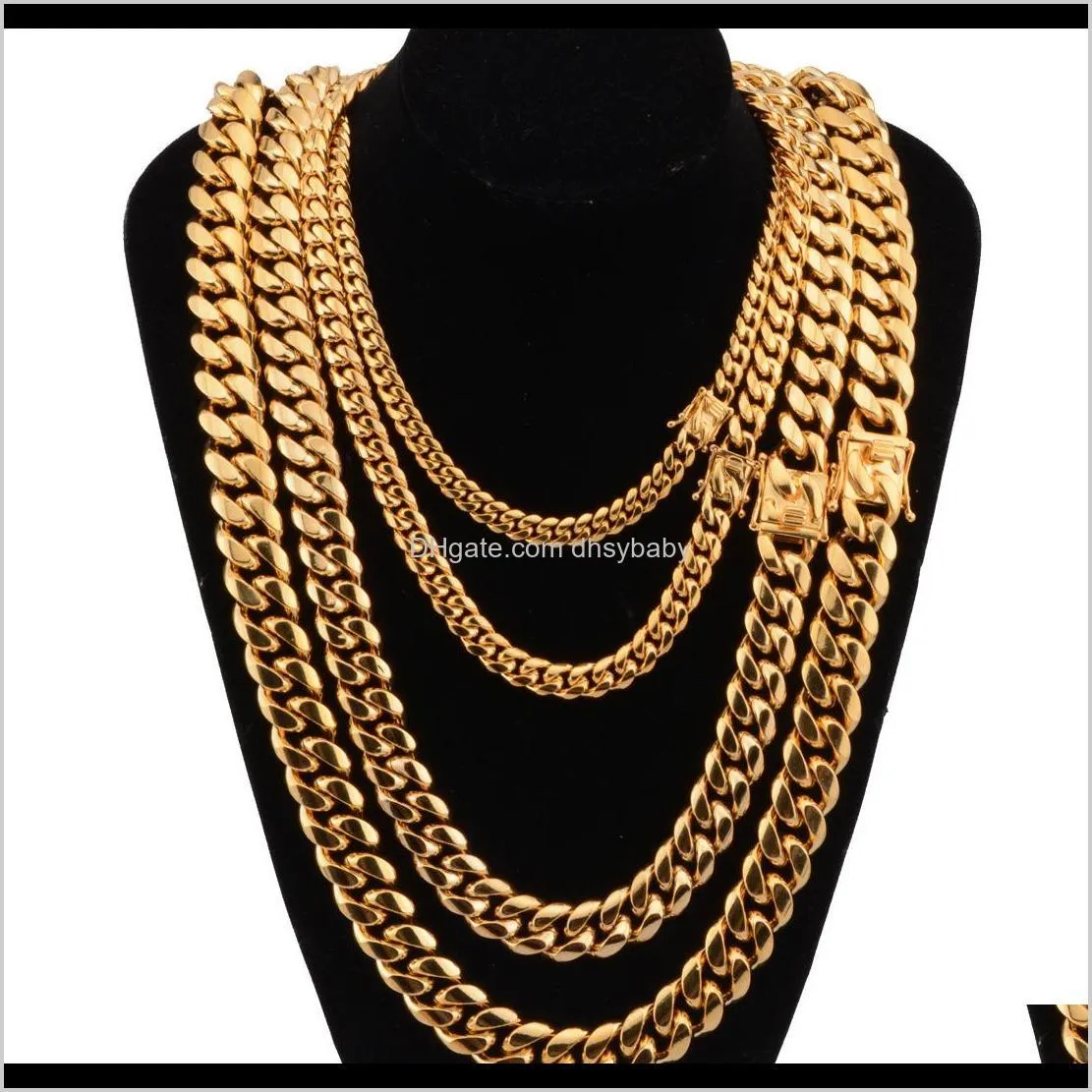 luxury designer mens necklace gold chain stainless steel jewelry hip hop cuban link rapper accessories fashion jewellery