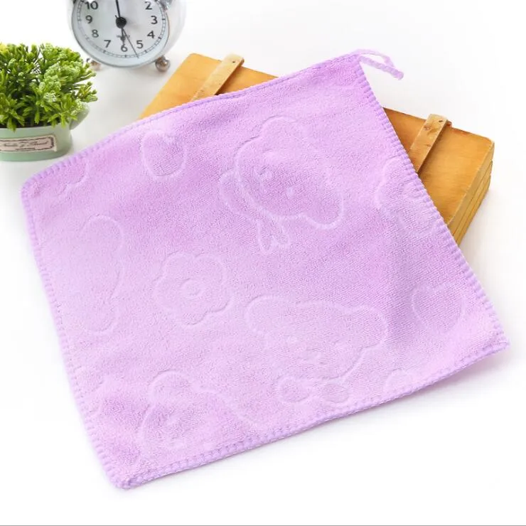 25*25cm Household Microfiber Absorbent Face Wash Towel Infant Kindergarten Thicken Embossed Cartoon Bear Printed Children`s Towels