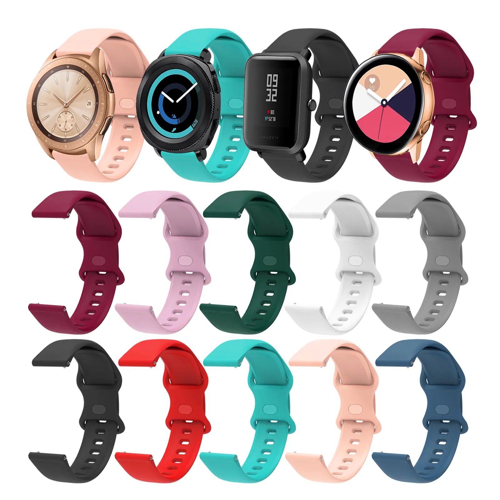 22mm 20 band for samsung Gear sport s3 s2 strap classic Frontier galaxy watch 46mm 42mm rubber huami amazfit bip huawei gt 2 silicone bands